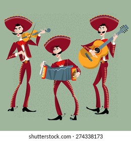 Mariachi band. Mexican traditions. Vector illustration