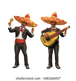 mariachi with guitar and maracas