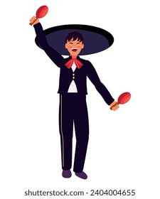 mariachi happy with maracas illustration