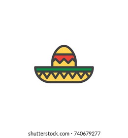 Mariachi hat filled outline icon, line vector sign, linear colorful pictogram isolated on white. Symbol, logo illustration. Pixel perfect vector graphics