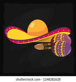 Mariachi hat and maracas