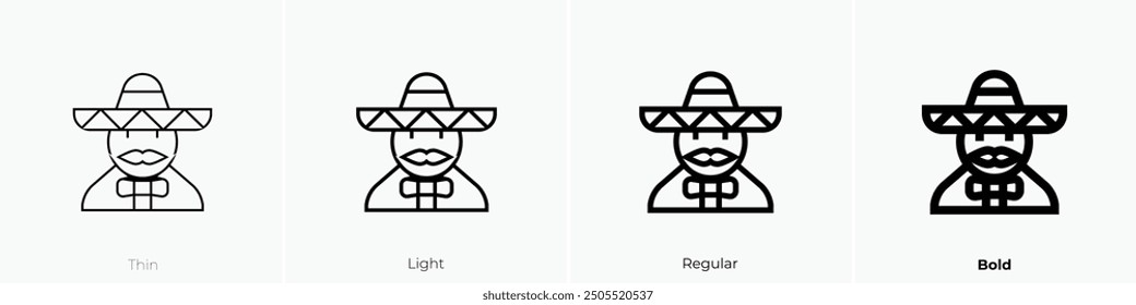 mariachi icon. Thin, Light Regular And Bold style design isolated on white background