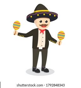 mariachi with maracas design character on white background