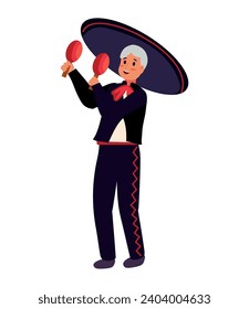 mariachi with maracas illustration isolated