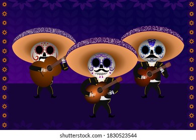 Mariachi musicians - skeletons, day of the dead celebration - halloween