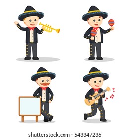 mariachi people set illustration design