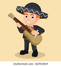 mariachi playing guitar illustration design