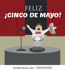 Mariachi singer cartoon with traditional clothes Cinco de mayo Vector illustration