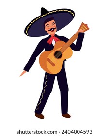 mariachi singing with guitar illustration