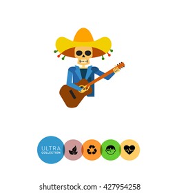 Mariachi Skeleton Guitar Player Icon