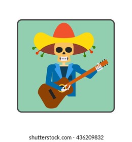 Mariachi Skeleton Guitar Player Icon