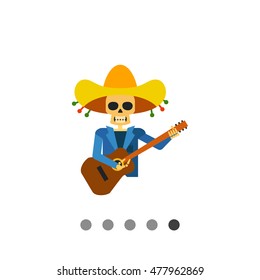 Mariachi Skeleton Guitar Player Icon