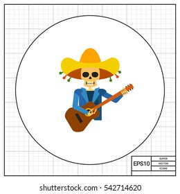 Mariachi Skeleton Guitar Player Icon