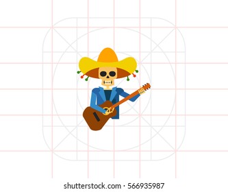 Mariachi Skeleton Guitar Player Icon