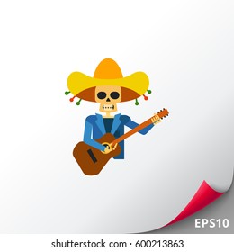 Mariachi Skeleton Guitar Player Icon