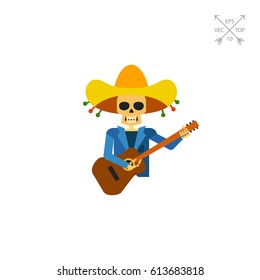 Mariachi Skeleton Guitar Player Icon