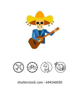 Mariachi Skeleton Guitar Player Icon