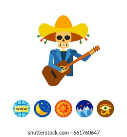 Mariachi Skeleton Guitar Player Icon