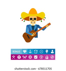 Mariachi Skeleton Guitar Player Icon