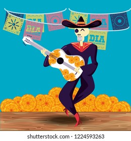 mariachi skull day of the dead party