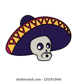 mariachi skull playing guitar comic character vector illustration design
