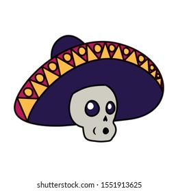 mariachi skull playing guitar comic character vector illustration design