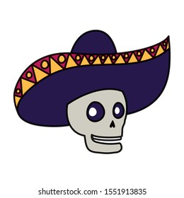 mariachi skull playing guitar comic character vector illustration design