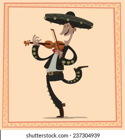 Mariachi with a violin, vector