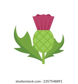 Vector plano del icono del cardo de mariano. Leche de flores. Aislado el muelle de la planta