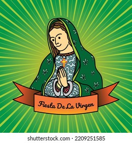 Maria's character illustration vector, Fiesta de la Virgen