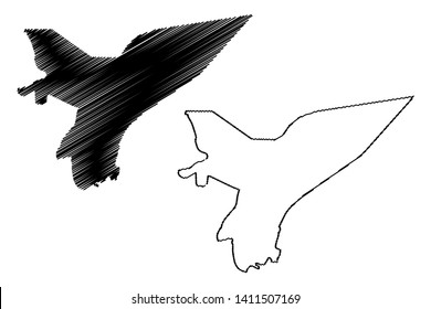Marib Governorate (Governorates of Yemen, Republic of Yemen) map vector illustration, scribble sketch Ma'rib map
