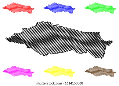 Maricao municipality (Commonwealth of Puerto Rico, Porto Rico, PR, Unincorporated territories of the United States) map vector illustration, scribble sketch Maricao map