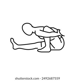 Marichyasana (Sage Marichi Pose) line icon. A man does yoga. Vector isolated element. Editable stroke.