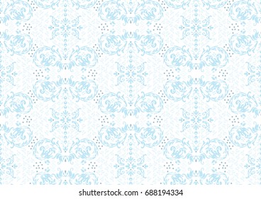 Marie Antoinette style damask pattern in pale baby blue.