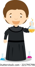 Marie Curie cartoon character. Vector Illustration. Kids History Collection.