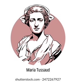 Marie Tussaud es una escultora y fundadora del famoso museo de cera Madame Tussauds en Londres. Ilustración vectorial dibujada a mano