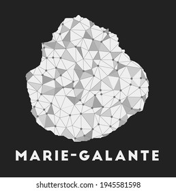 Marie-Galante - communication network map of island. Marie-Galante trendy geometric design on dark background. Technology, internet, network, telecommunication concept. Vector illustration.