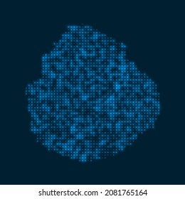 Marie-Galante dotted glowing map. Shape of the island with blue bright bulbs. Vector illustration.