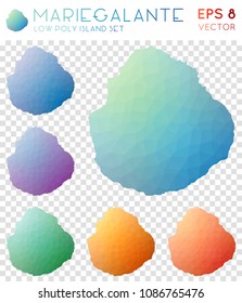 Marie-Galante geometric polygonal, mosaic style island maps collection. Cute low poly style, modern design for infographics or presentations.