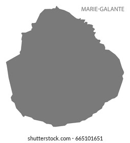 Marie-Galante Island of Guadeloupe map grey illustration silhouette