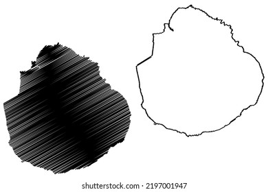 Marie-Galante island (Guadeloupe Overseas department and region of France, Cenrtal America, Caribbean islands) map vector illustration, scribble sketch Marie Galante map