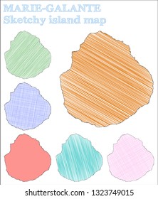 Marie-Galante sketchy island. Charming hand-drawn illustration. Comely childish style icon.