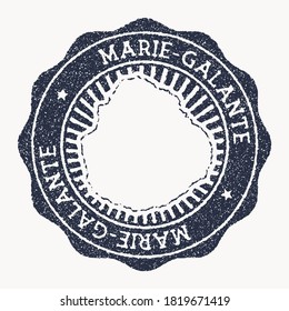 Marie-Galante stamp. Travel rubber stamp with the name and map of the island, vector illustration. Can be used as insignia, logotype, label, sticker or badge of Marie-Galante.
