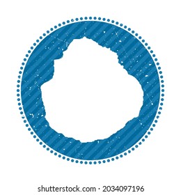 Marie-Galante striped retro travel sticker. Badge with map of island, vector illustration. Can be used as insignia, logotype, label, sticker or badge of the Marie-Galante.