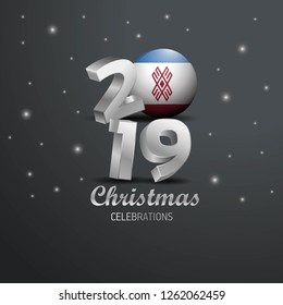 Mari-El Flag 2019 Merry Christmas Typography. New Year Abstract Celebration background