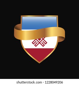 Mari-El flag Golden badge design vector
