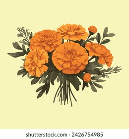 marigold beautiful flower bouquet eps floral vector 