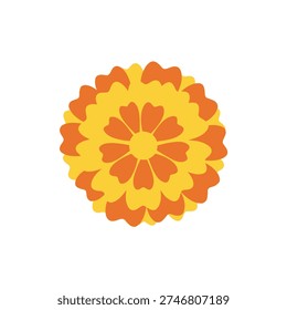 Marigold Bloom Flat Icon with Natural Flower Shape