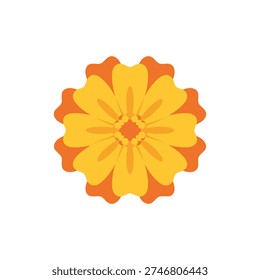 Marigold Bloom Flat Nature Icon with Symmetrical Petals