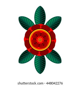 Marigold flower. Calendula officials. Vector abstract plant isolated on white background  flat icon, logo, badge, design elements. Mexican, Indian, french motifs. Botanical flower decorative design.